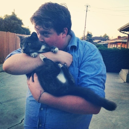 Jacob Wysocki spending quality time with his cat. 